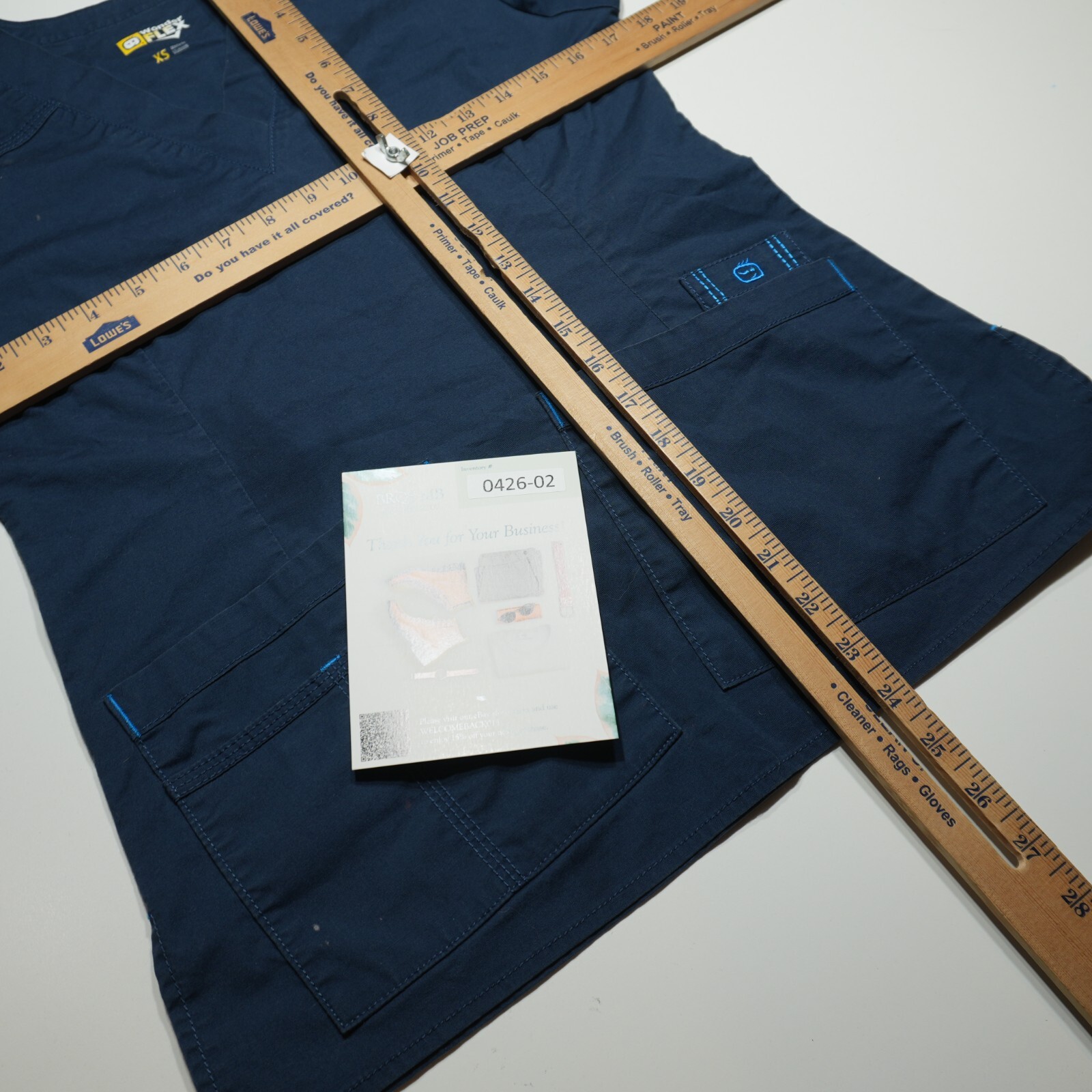 Wink Wonderflex Verity Womens XS V-Neck Short Sleeve Tag Free Scrub Tops Navy