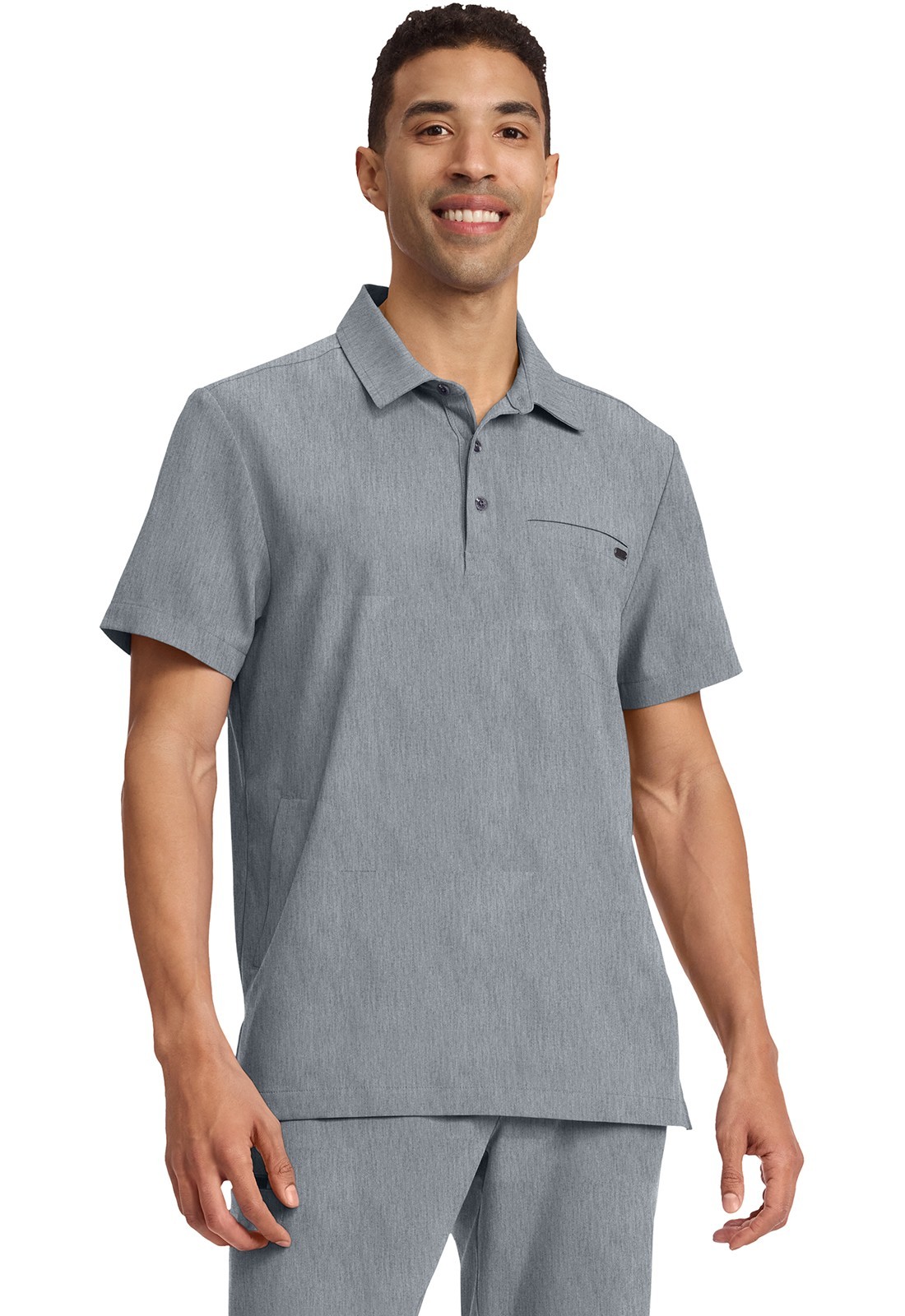Healing Hands Scrubs Men’s 3-Pocket Polo Collar Top HH759 HTAH Heather Free Ship