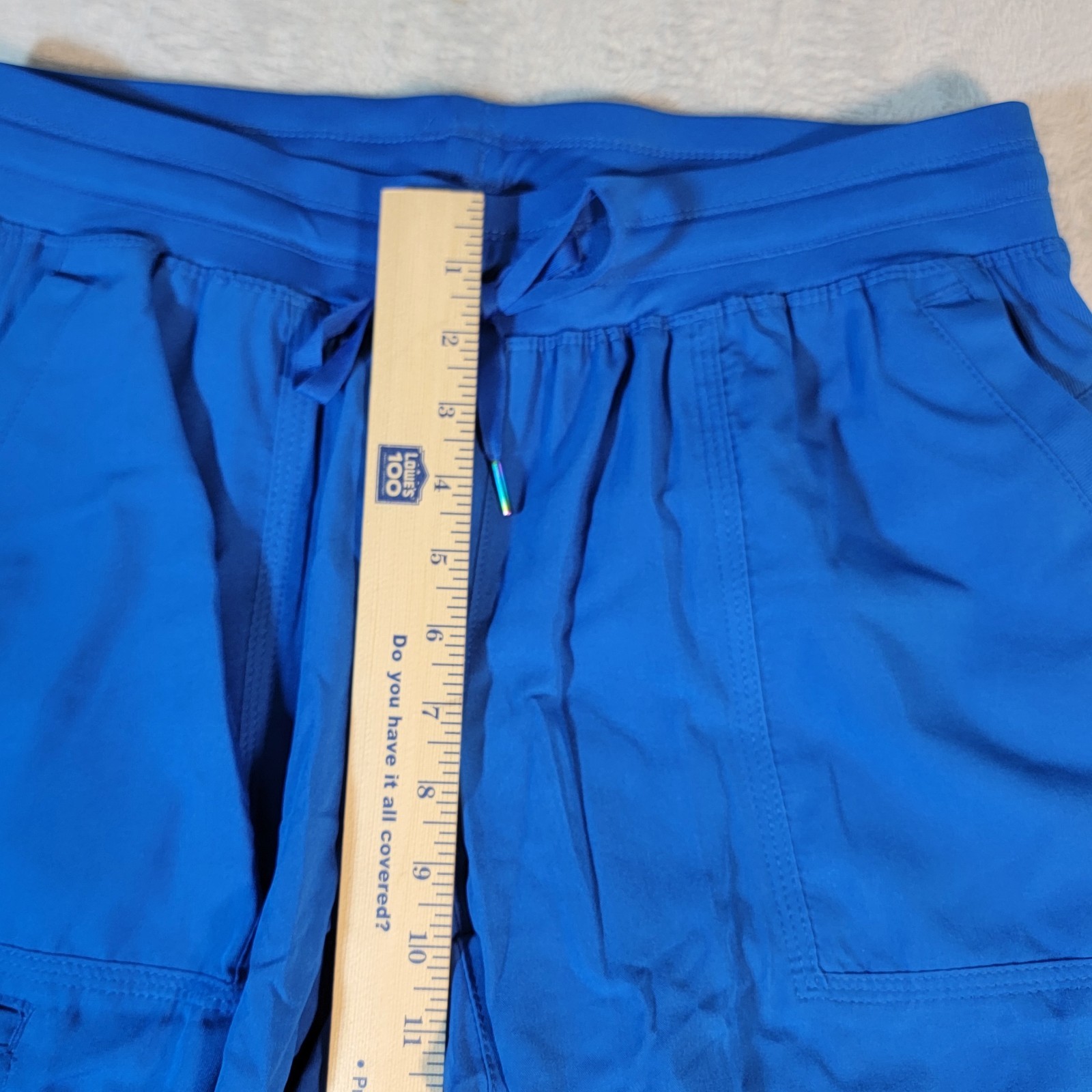 WonderWink Womens Scrubs Cargo L Petite Blue Pant 4 Pocket Drawstring Ankle Fit