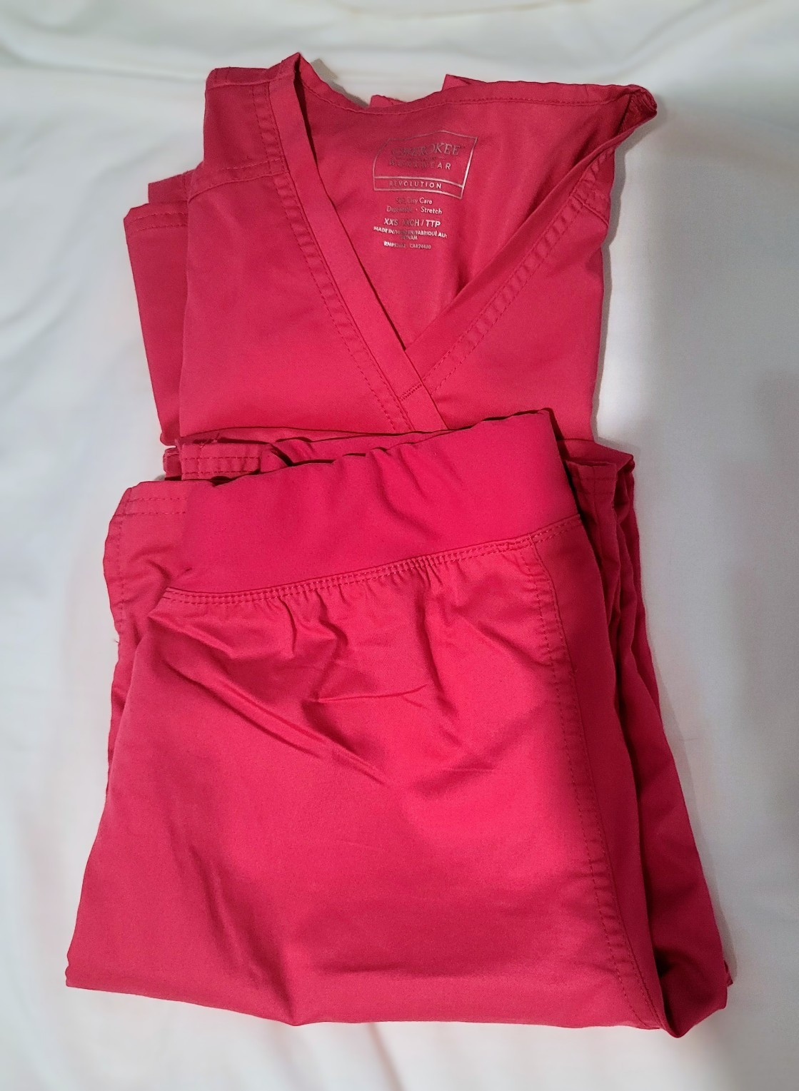 Cherokee Workwear Hot Pink Scrub Set XXS V-Neck Top & Pants