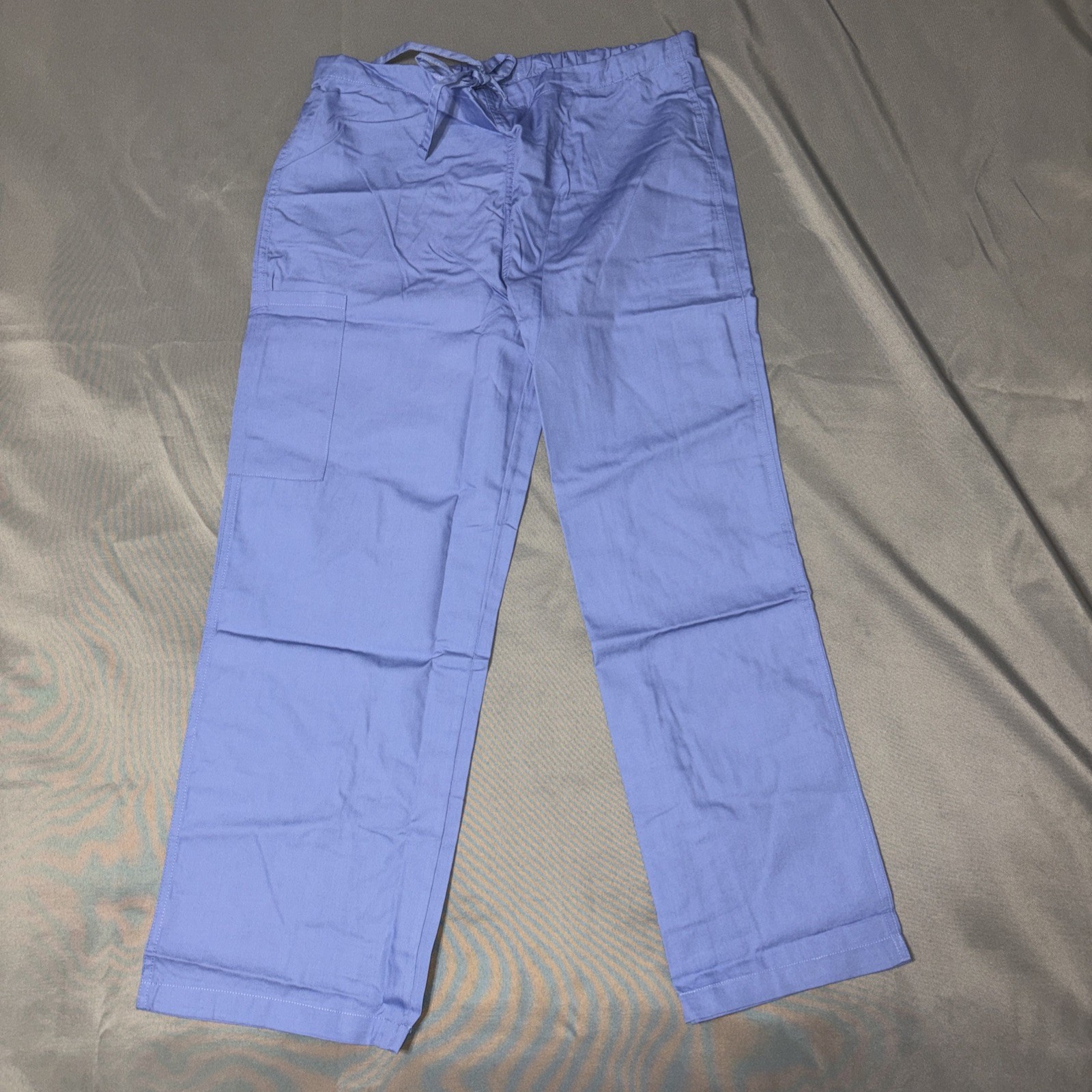 AllHeart Size Medium Unisex Drawstring Scrub Pants Straight Leg Light Blue