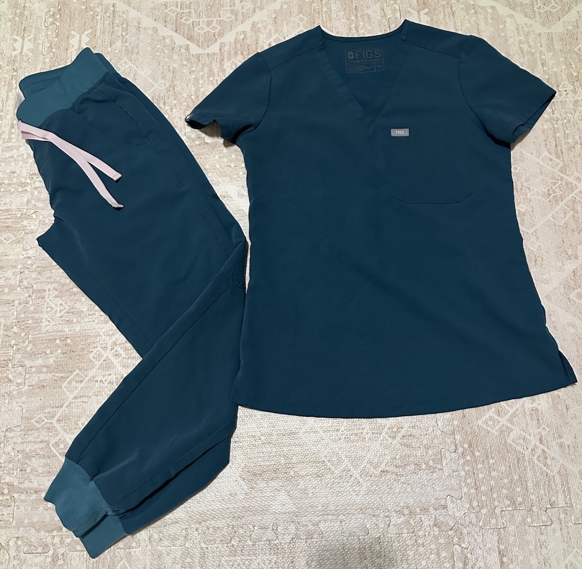 Figs Caribbean Blue Set Scrub Top And Joggers Healthcare Medical XXS XXS/P