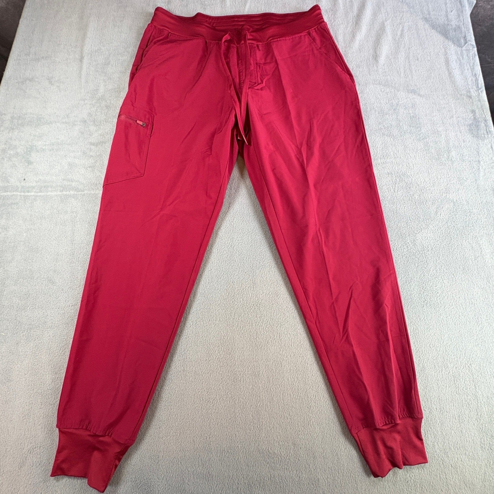 Cozyfit Red Scrub Jogger Pants Womens XL Cargo Pocket Drawstring New