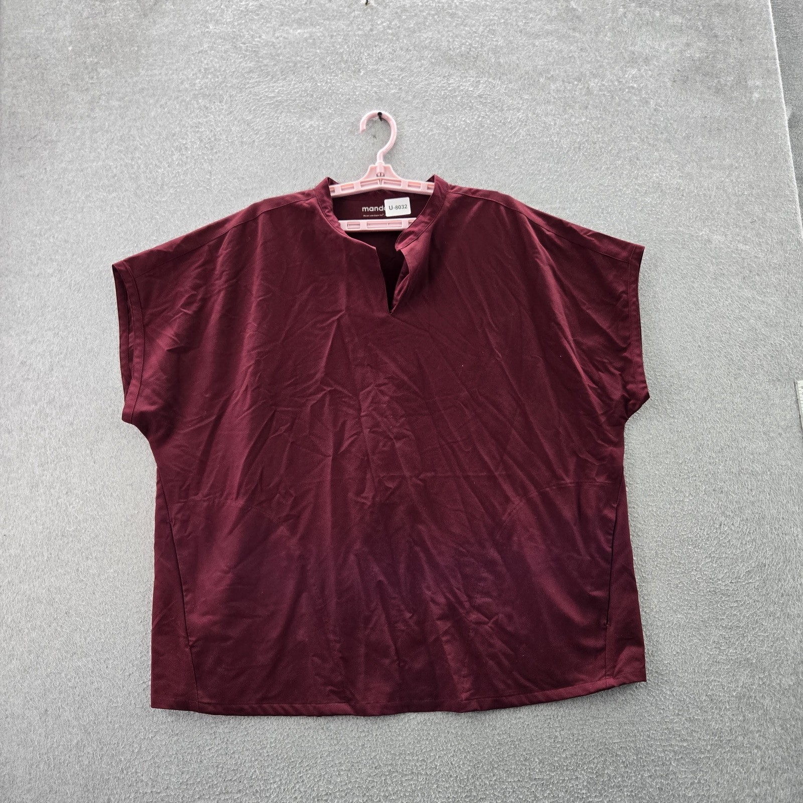 Mandala Women Scrub Top 2XL Burgundy PO34-IN Short Sleeve Dolman