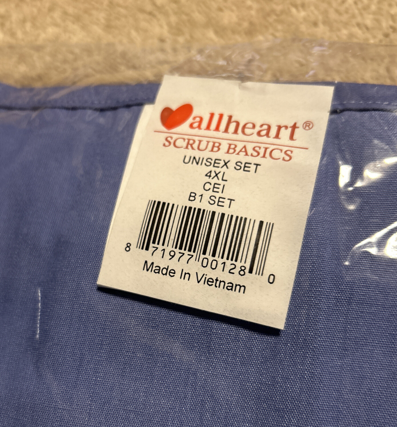 Allheart Unisex Scrubs Basics Size 4XL Blue Top Bottom Set New