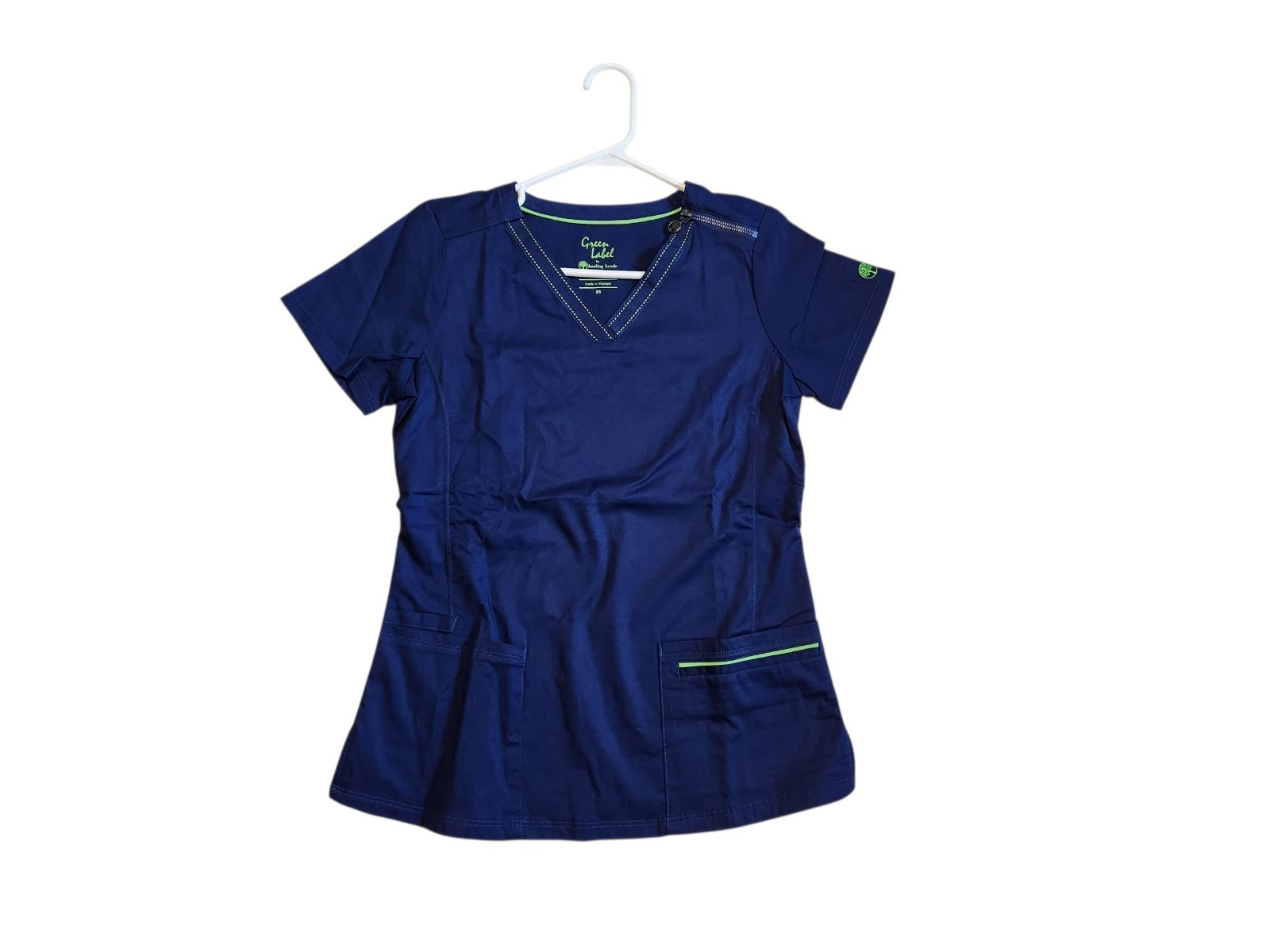 Healing Hands Green Label Amber Scrub Top 2255 Size XS Womens Navy with Tencel