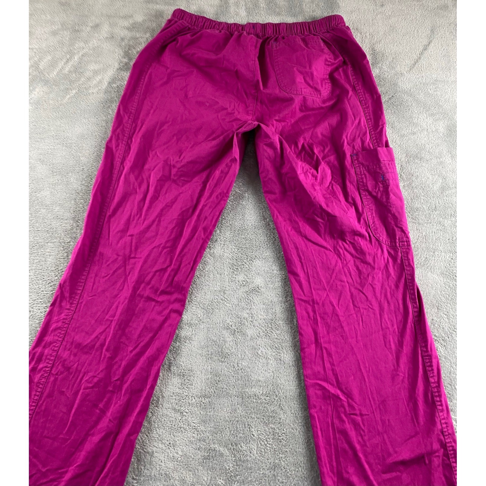 Bio Bring It On Womens Small Magenta Pink Cargo Scrub Pants Elastic Waist 19202