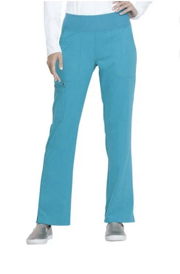 Elle Women Scrubs,SZ XL Pant Mid Rise Straight Leg Pull On EL130, TEAL Blue