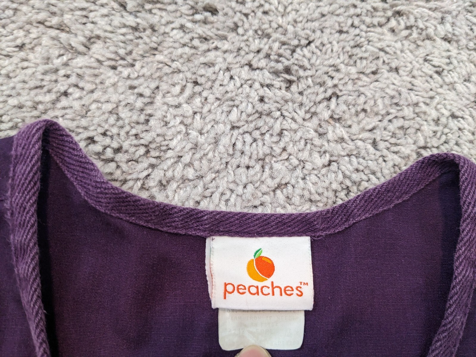 Peaches Uniforms Scrub Top Nurse Womens Large Medical Short Sleeve Purple