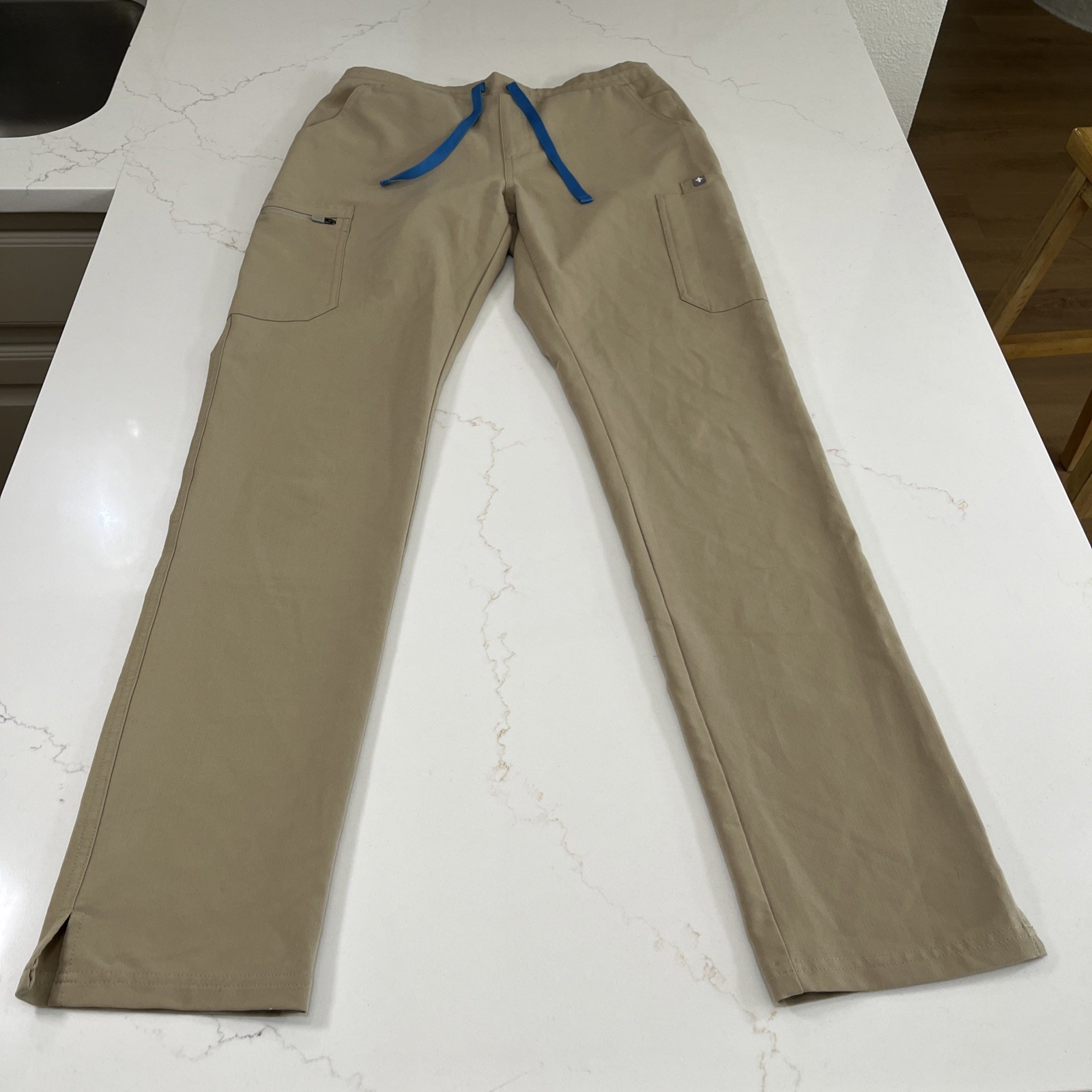 Figs Technical Collection sz S/T Scrub Pants beige office medical zip pocket