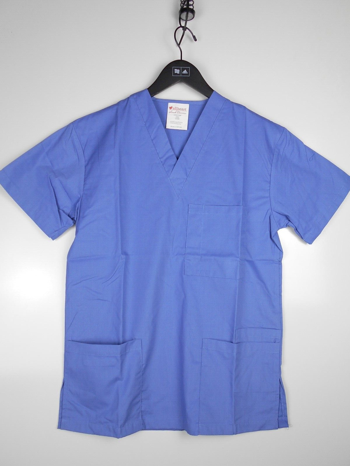 ALL HEART SCRUB TOP 3 POCKETS CEIL BLUE- XSM