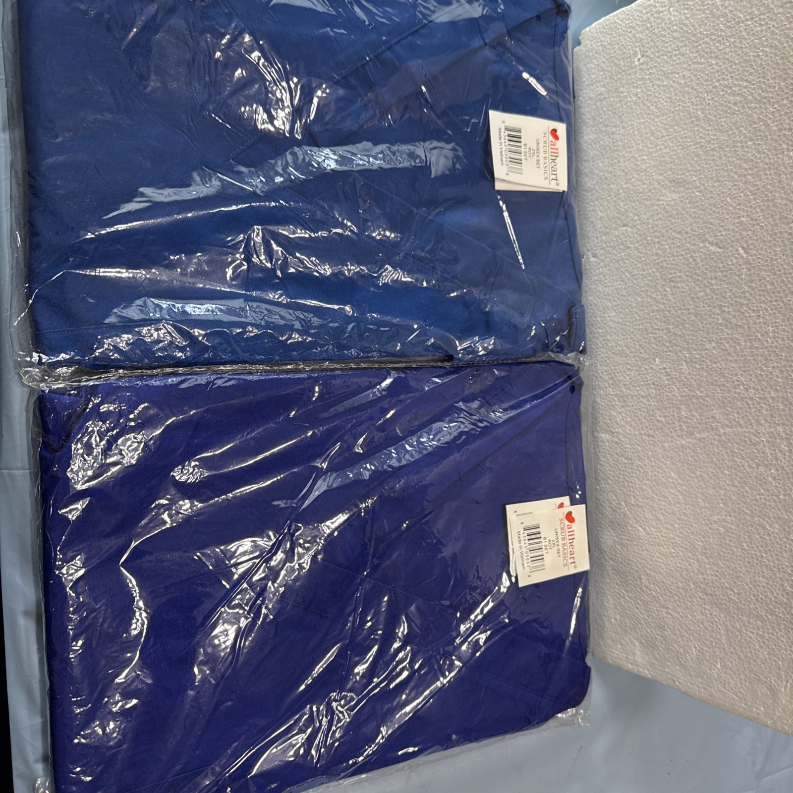 Two Sets Allheart Basics Unisex Scrubs Set Size 2XL Blue Tops & Bottoms