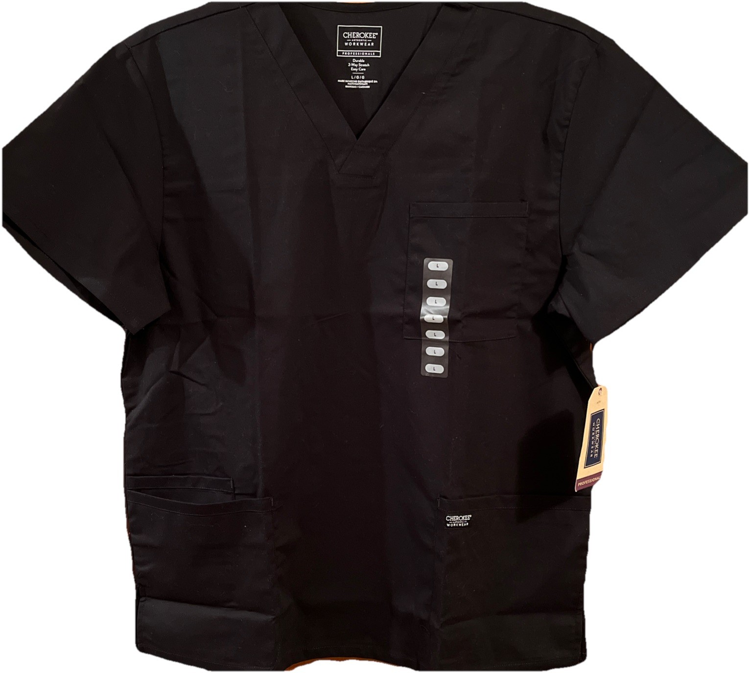 Scrubs Cherokee Workwear Professionals Men V Neck Top LARGE WW695 BLK Black New