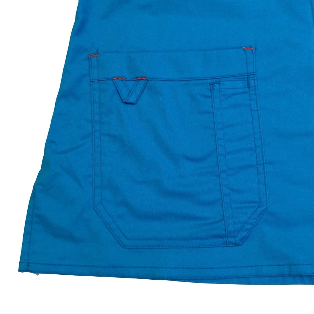 NWT MC2 Med Couture Turquoise Teal Oasi V Neck Scrub Uniform Top Women Size XS