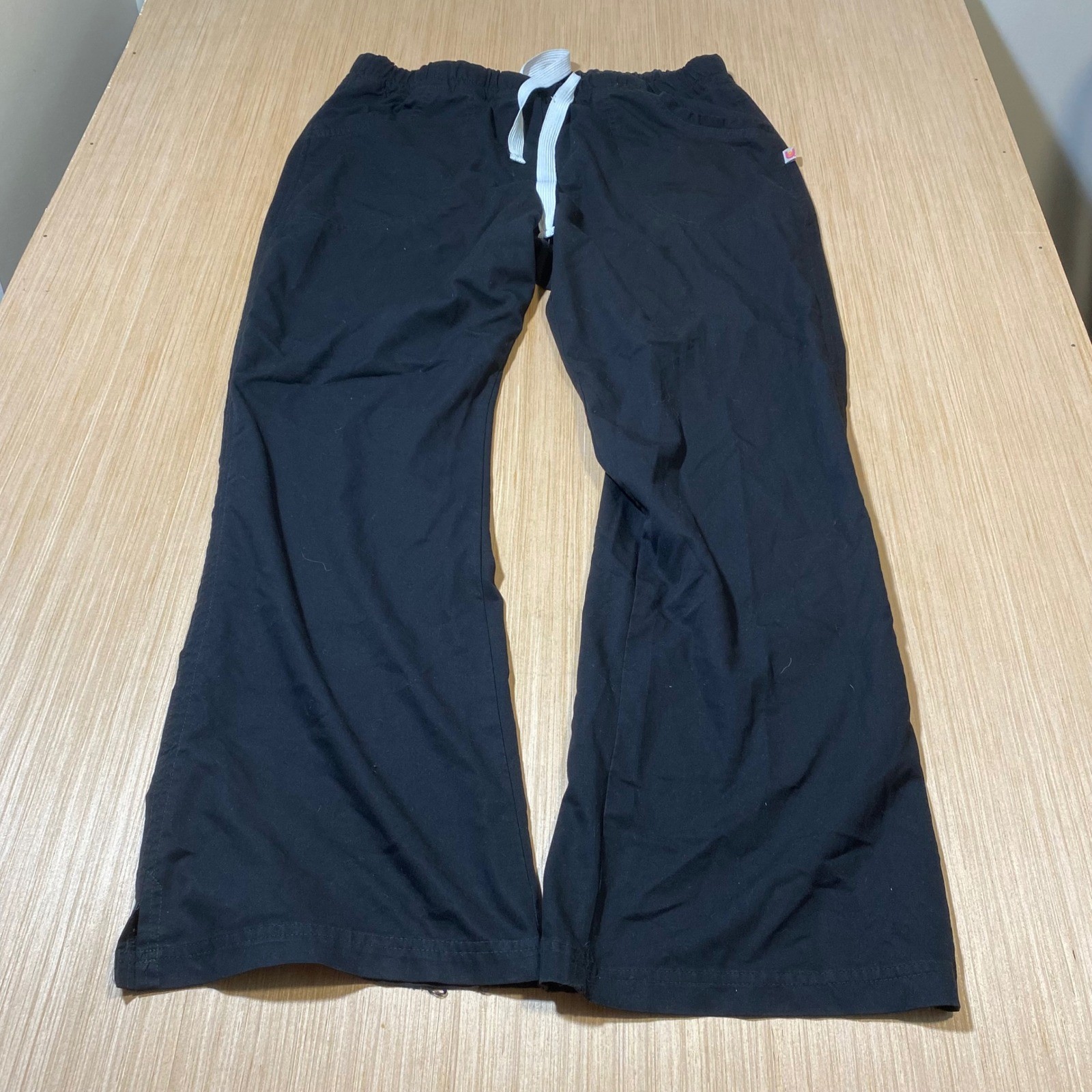 Urbane Ultimate Womens Black Scrub Pants Flare Leg Drawstring Medical Uniform Lg
