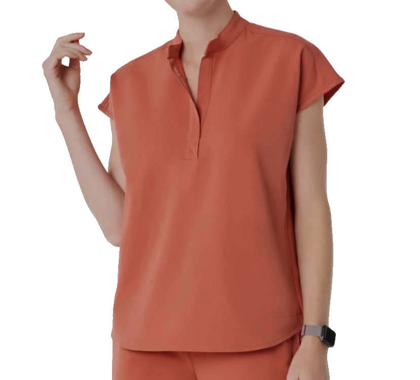 FIGS Rafaela Oversized Technical Collection Medical Scrub Top Spiced Cider Sz XS