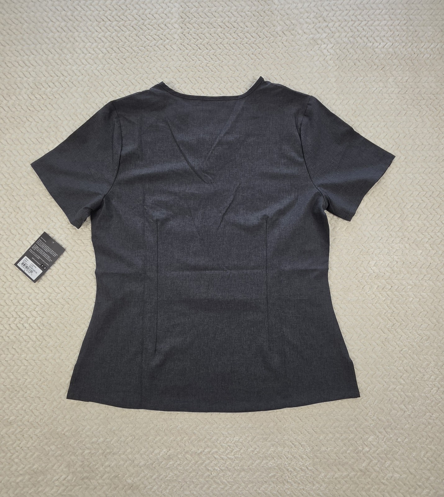 MG MedGear Scrub Top Womens Large Heather Charcoal V-Neck Stretch Medical…