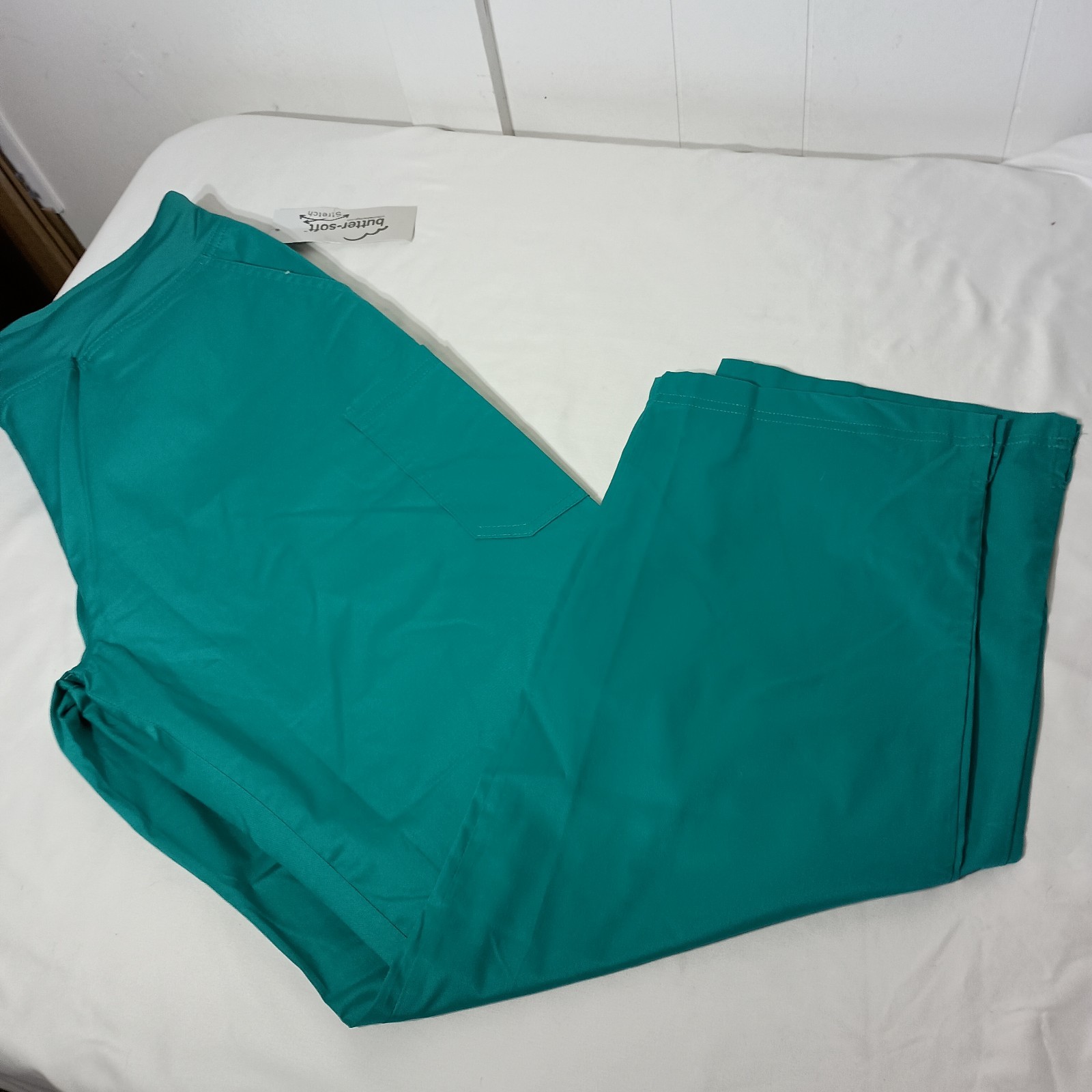 Butter Soft STRETCH Scrub Set TEAL Blue Cotton Blend 2X TOP XL BOTTOMS NEW