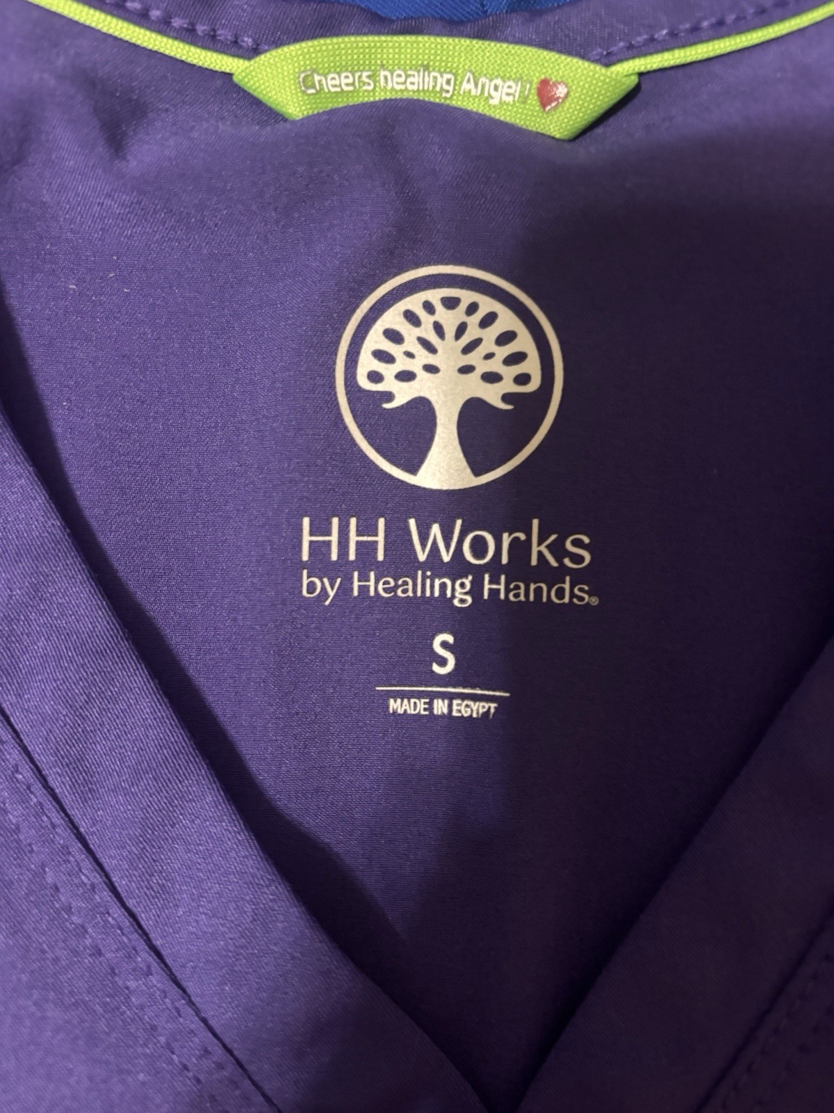 HH Works by Healing Hands Women’s Purple Solid V-Neck Scrub Top Pockets S