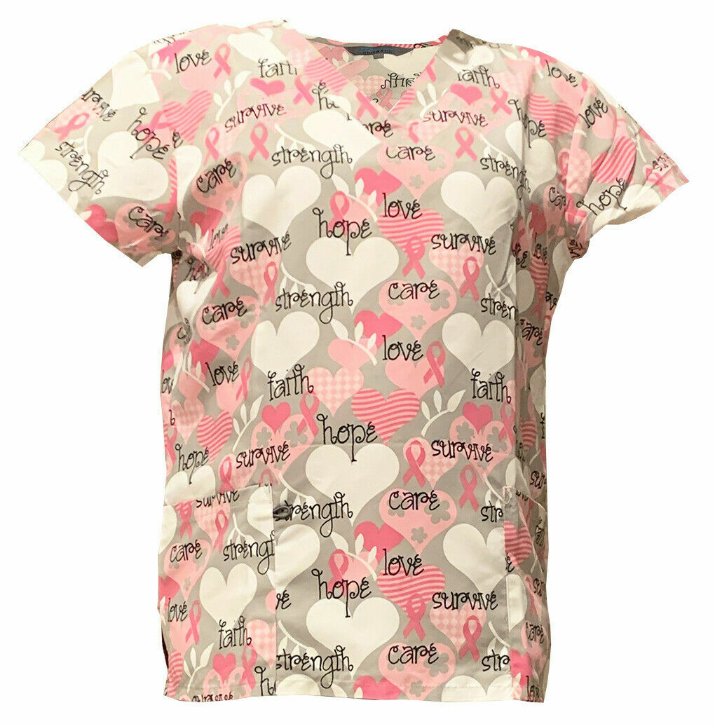 Women Ultra Soft Touch Microfiber Medical Scrub Love Hope Survive 2XL