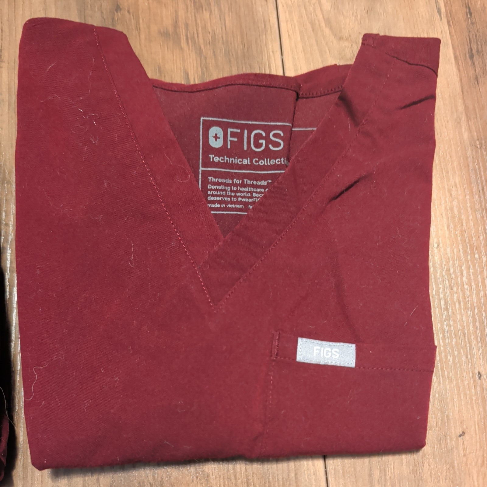 FIGS Technical Collection Scrub Set XXS Maroon Top & Pants