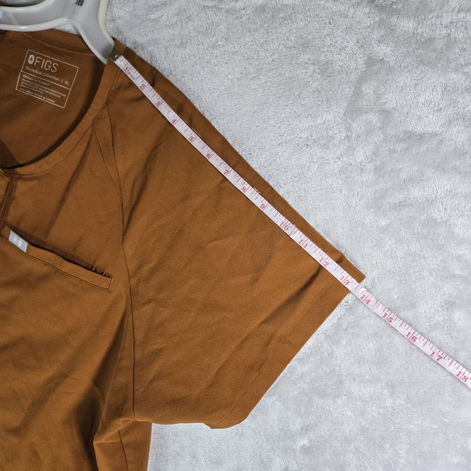 Figs Tela Scrub Top Button Up Women Size XL Atlantic Fall Brown Orange PO # 2092