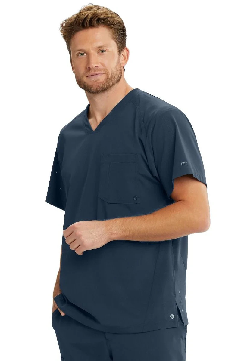BARCO ONE MENS 4 POCKET SCRUB TOP IN STEEL GREY IN ALL SIZES STYLE # BOT040 NWT