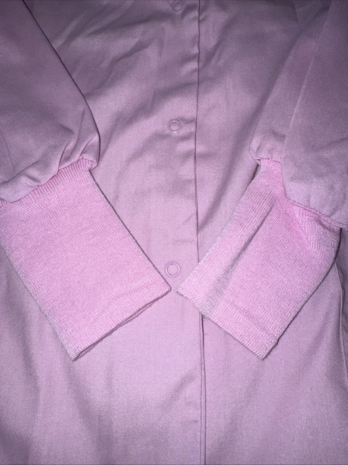 Womens Scrub Jacket Size Medium Cuffed Sleeve Snap Front 2 Pockets Light Purple