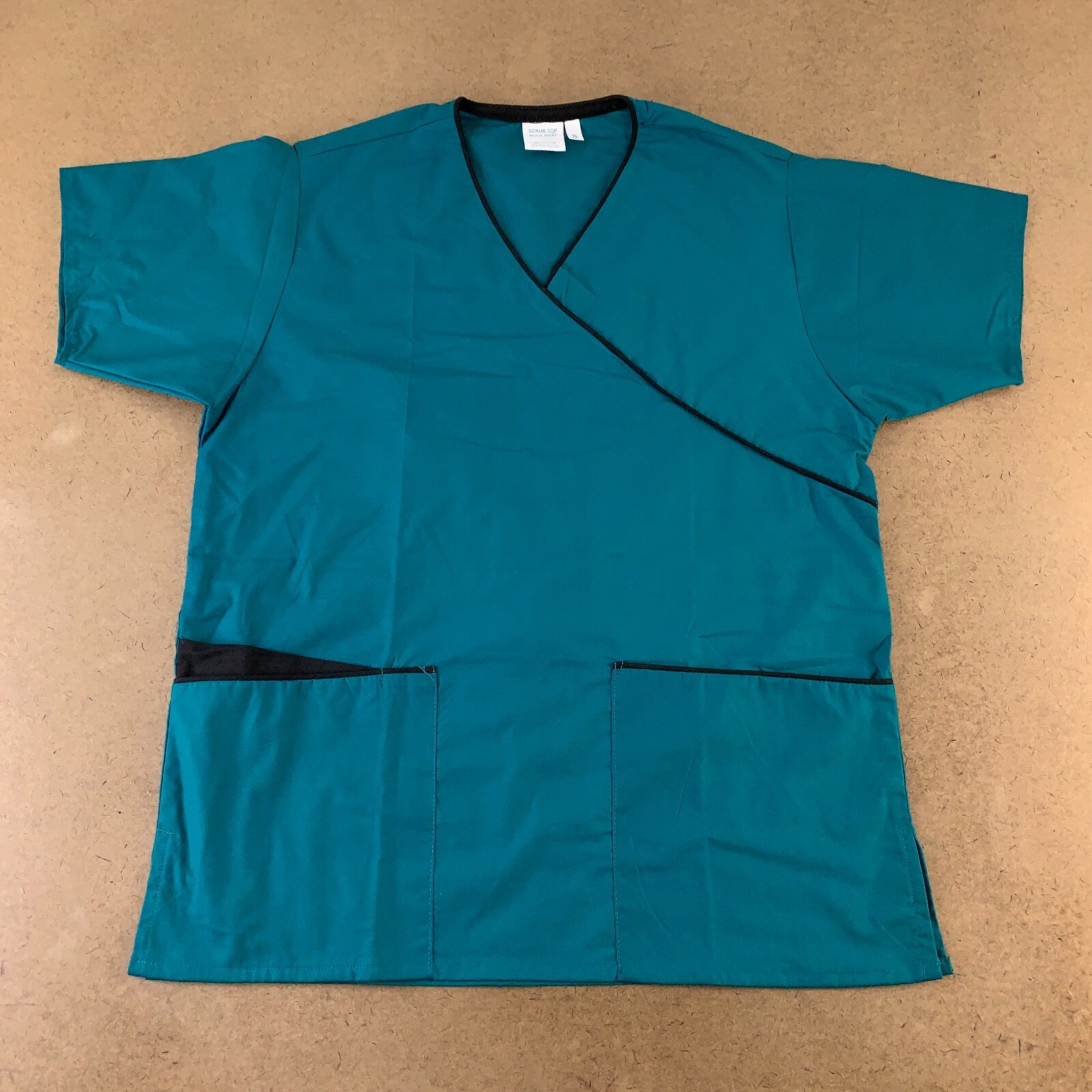 Women’s Size Small Dark Teal Short Sleeve Mock Wrap V Neck Scrub Top New