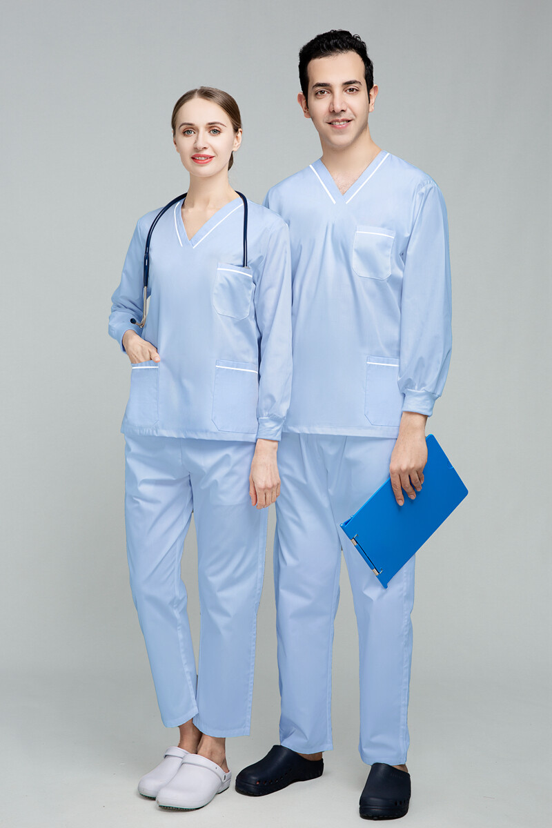 NiaaHinn UNIFORM Unisex Medical Scrub Set Long Sleeve Worksuit For Women Men