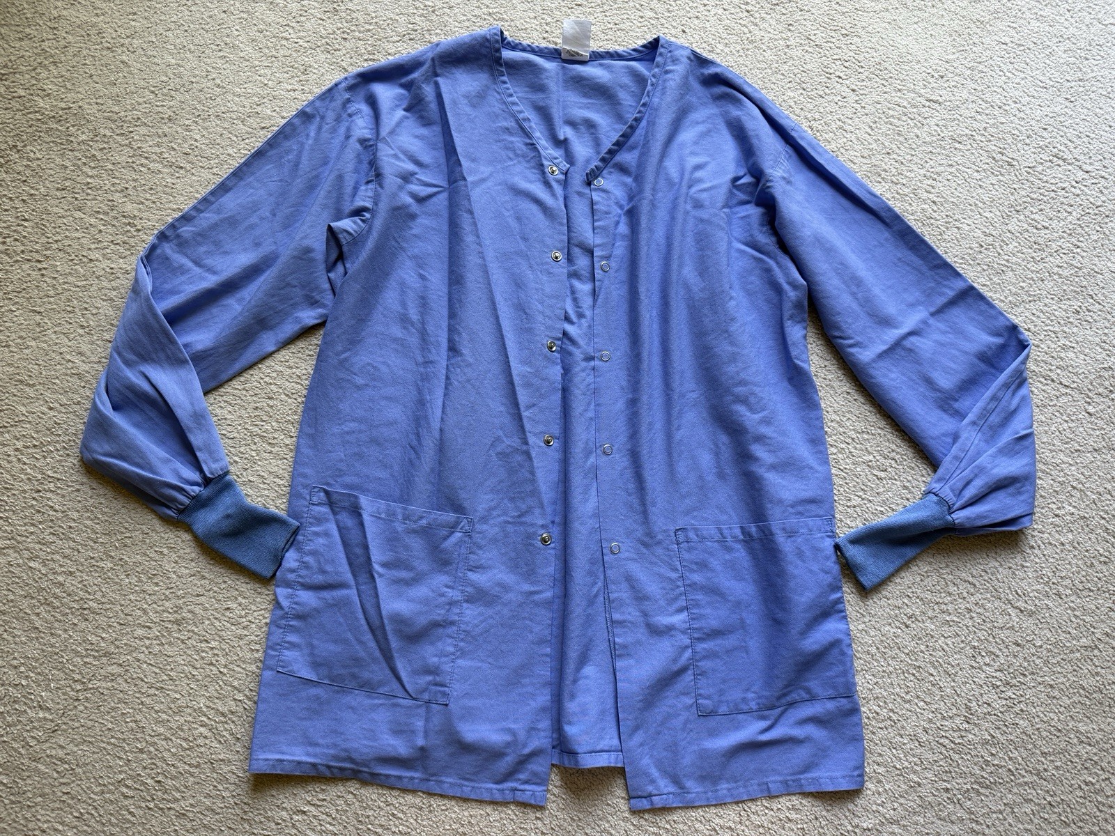 Standard Textile Scrub Blue Long Sleeve Snap Button Front Jacket Cover Up Women