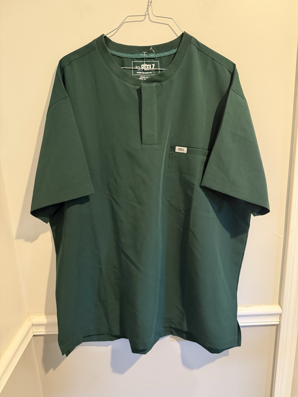 Peelz Karl Henley Green eco-friendly, 4-way stretch anti-odor fabric Scrub Top