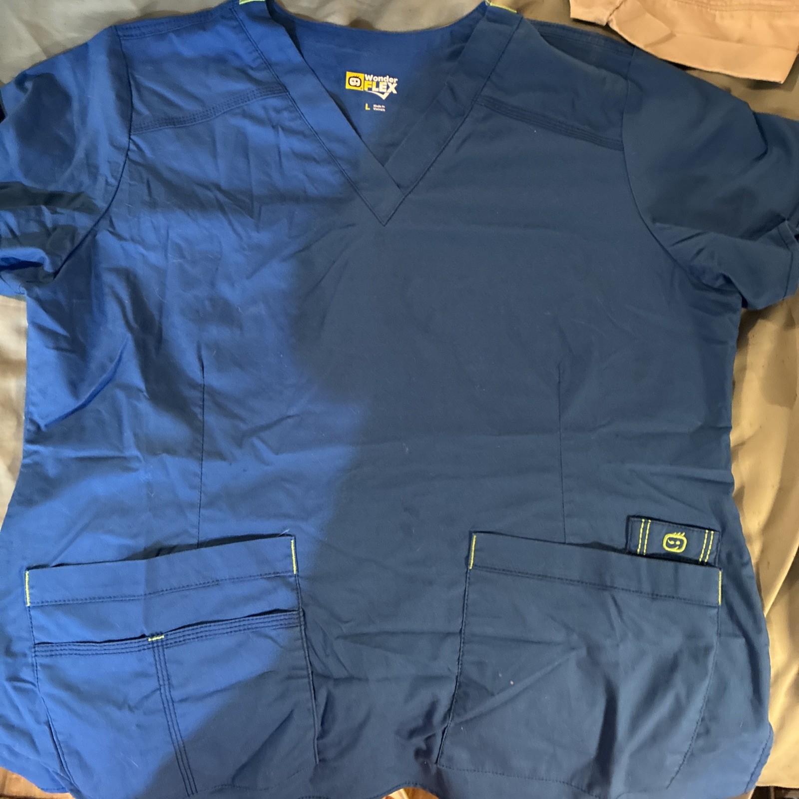 Wonder Flex Premium Stretch Women’s L Royal Blue WonderFlex V-Neck Scrub Top