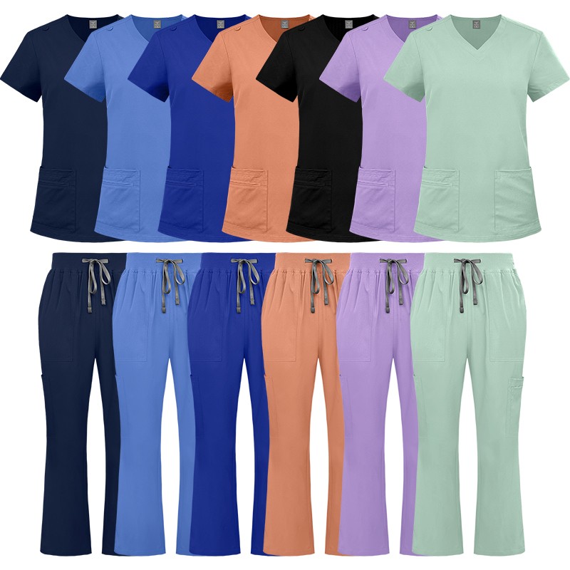 2025 New Nurse Scrub Set – Flare Pants & V-Neck, Breathable & Comfortable
