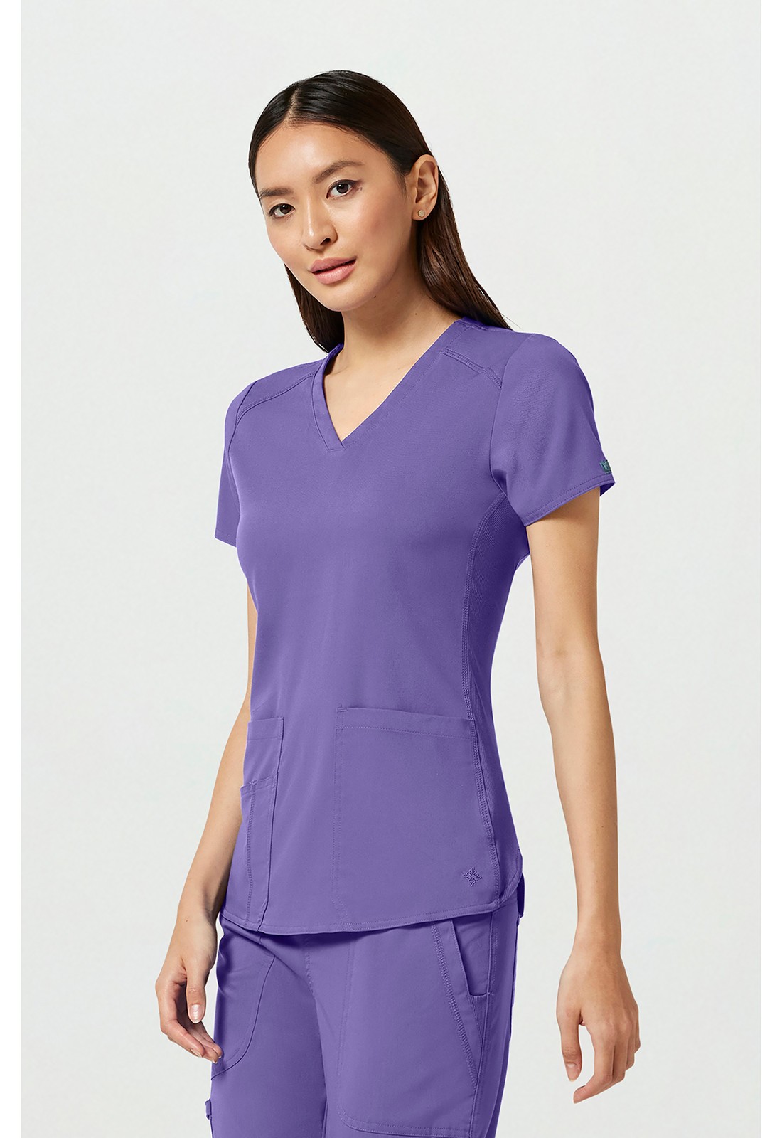 Electric Lavender Med Couture Touch Scrub V Neck Shirttail Top MC7459 EELV