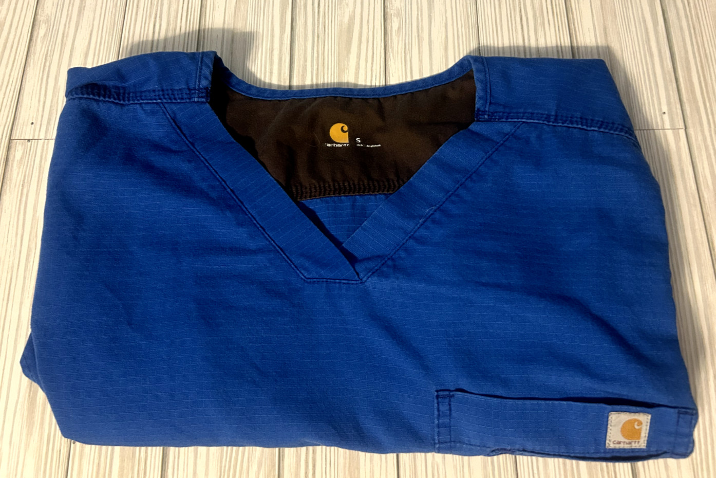 Carhartt Scrub Top Size Small Navy Blue Short Sleeve C15108