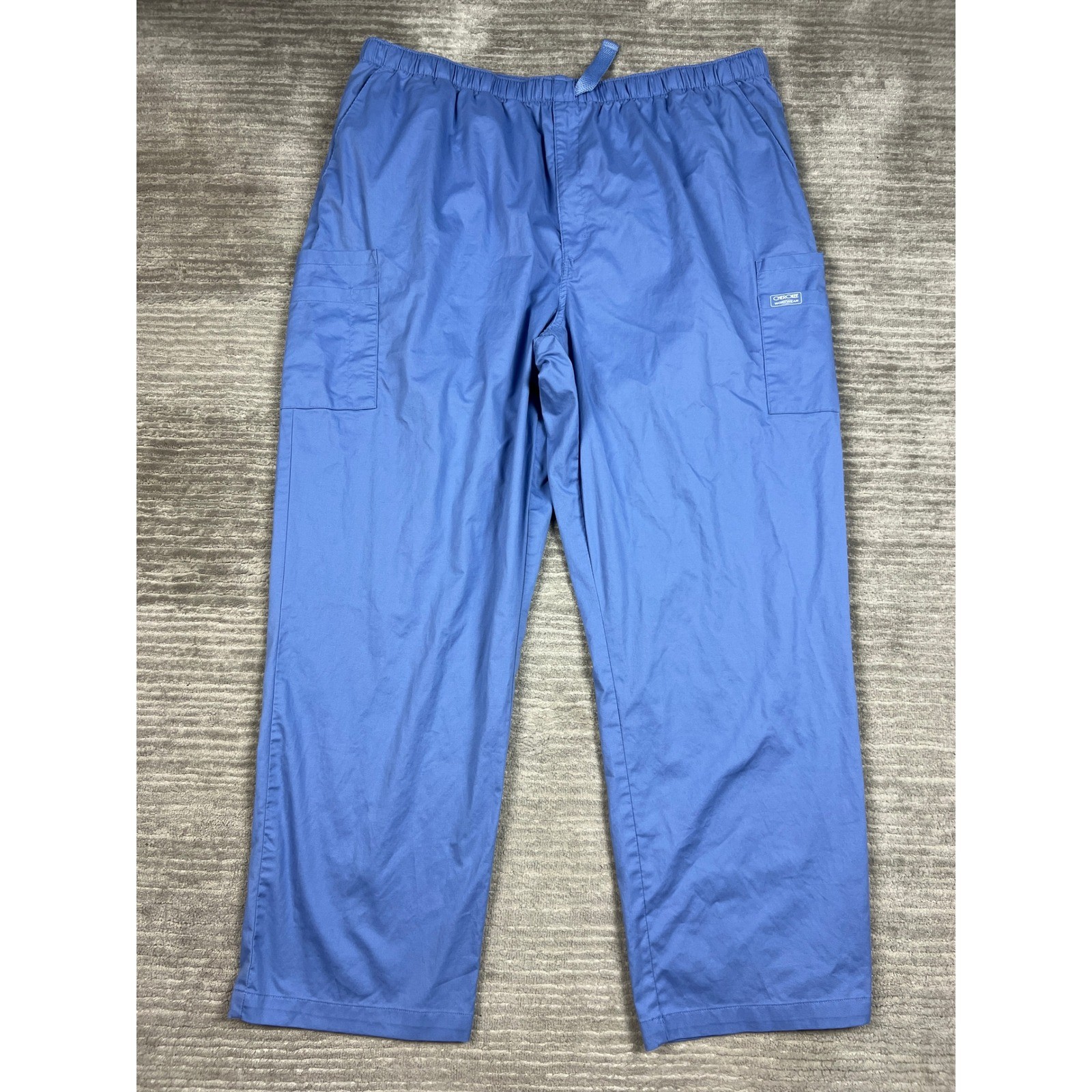 Cherokee Scrub Pants Mens 2XL Blue Workwear 4243 Cargo Elastic Waist Stretch