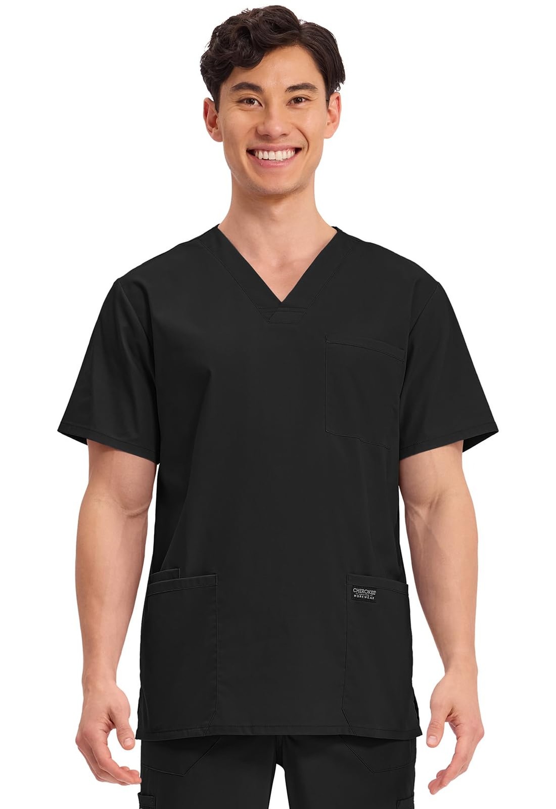 Cherokee Men’s V-Neck Top Traditional fit with 4 Pockets, Ultra Soft, Durable…