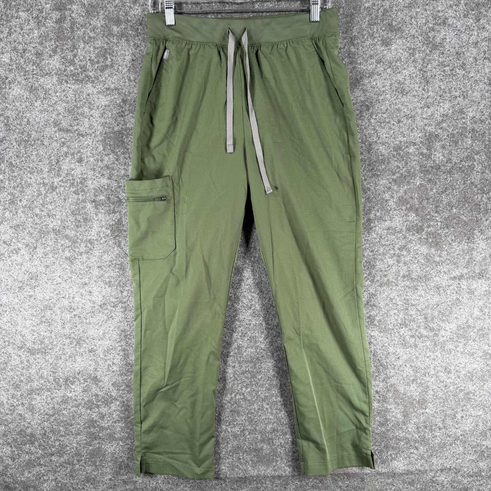 Hanes Scrub Pants Womens M Green Stretch Comfort Fit Utility Pocket Drawstring