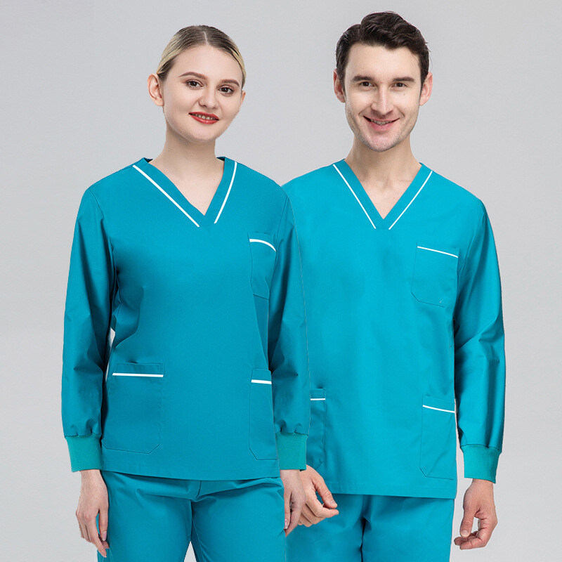 NiaaHinn UNIFORM Unisex Medical Scrub Set Long Sleeve Worksuit For Women Men