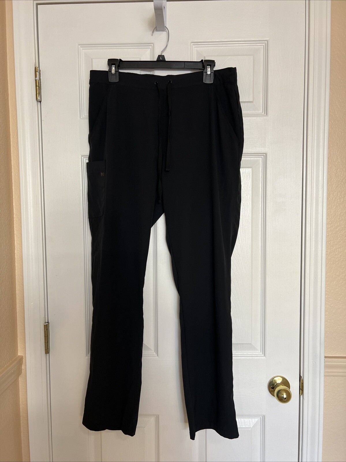 Scrub Joy Black Jogger Straight Leg Medical Scrubs Elastic Waist Sz L