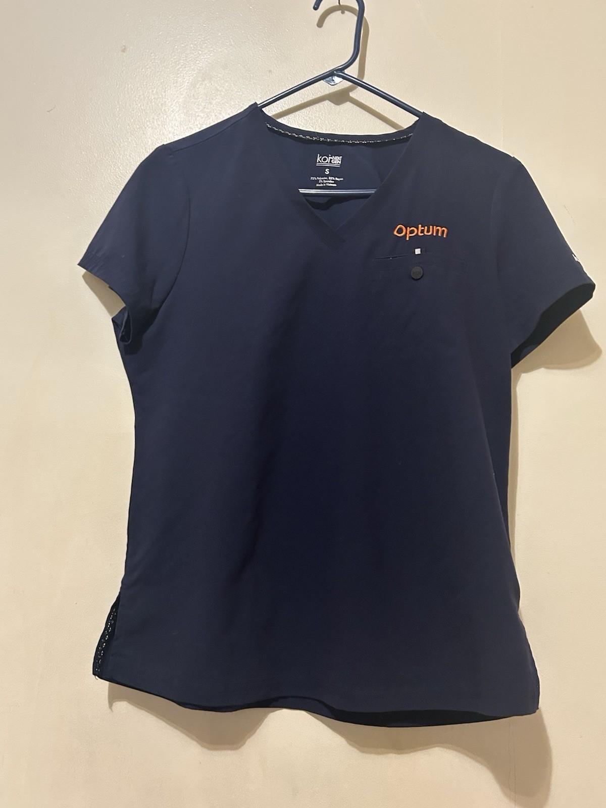 koi next gen scrub top S Navy Blue Poly Rayon Spandex Pocket Optum