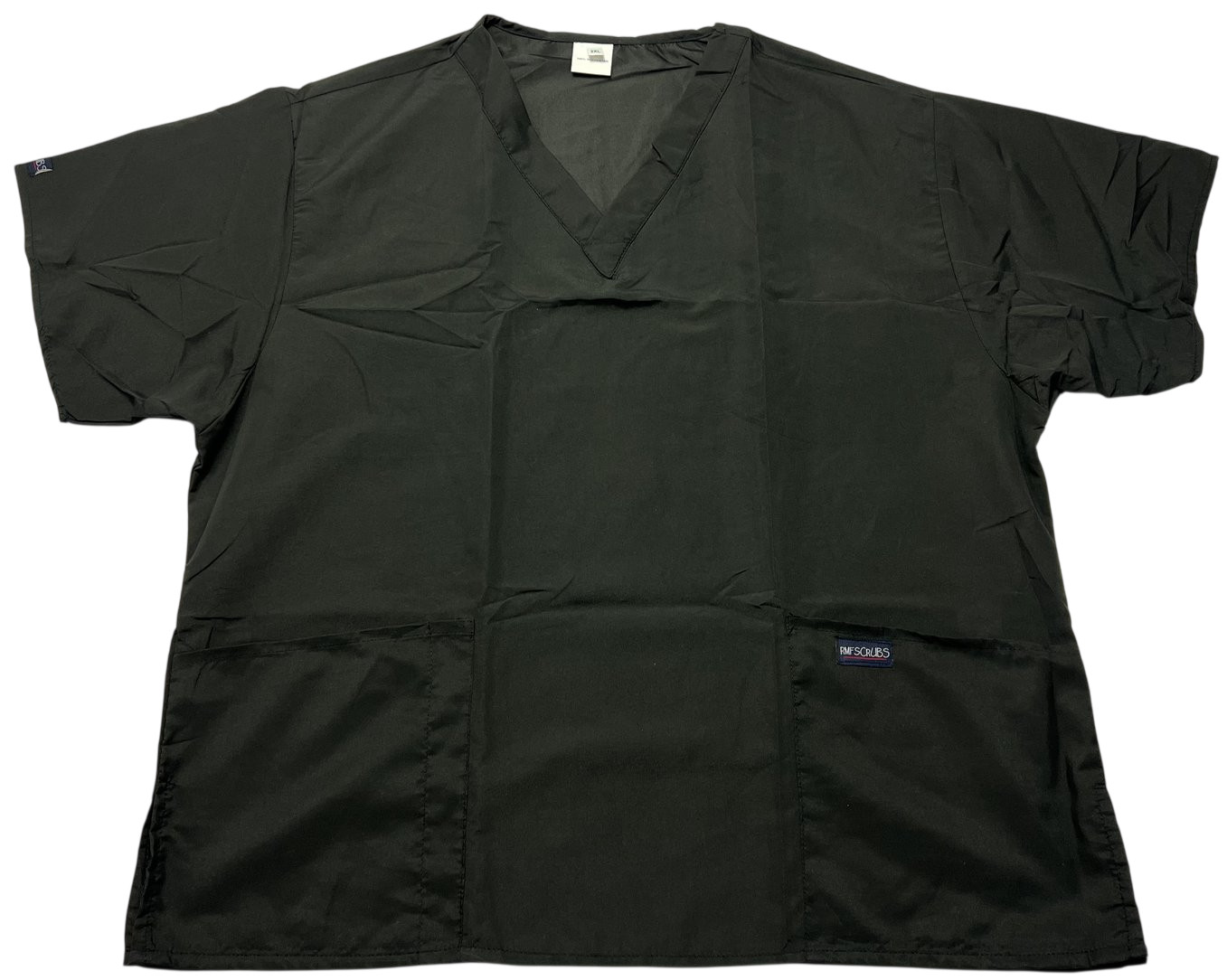 Scrub Top Womens (2X) Black 2 Pockets Short Sleeves Microfiber Medical NWOT