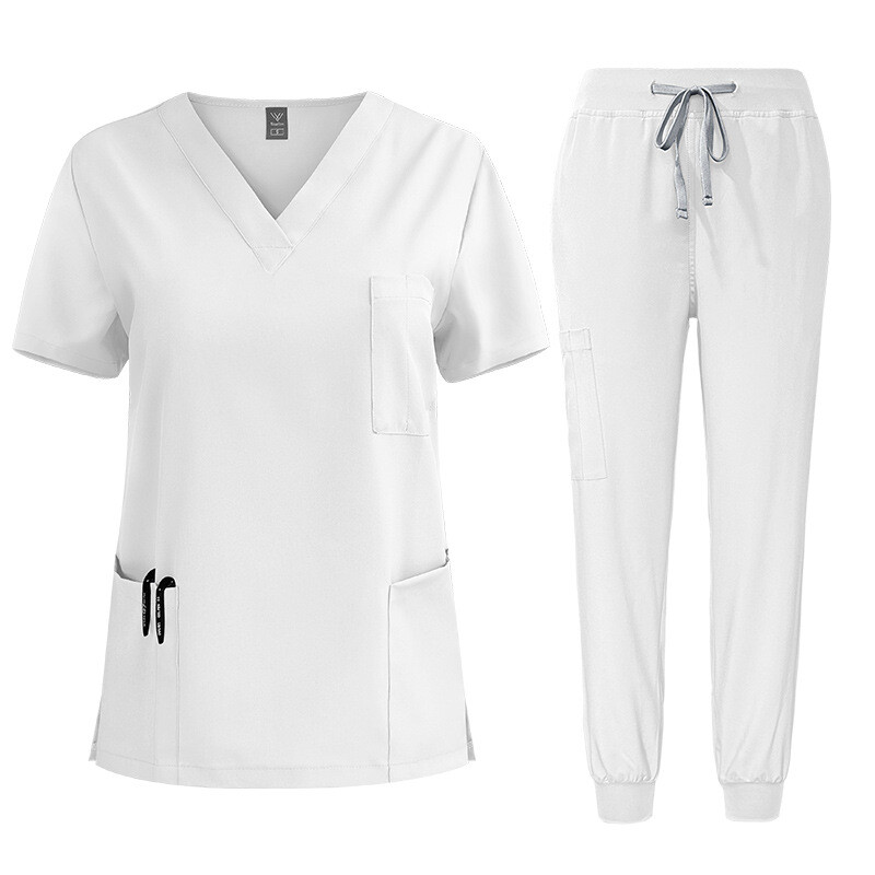 Women’s Medical Scrub Set: Stretch V-Neck Top & Jogger Pants