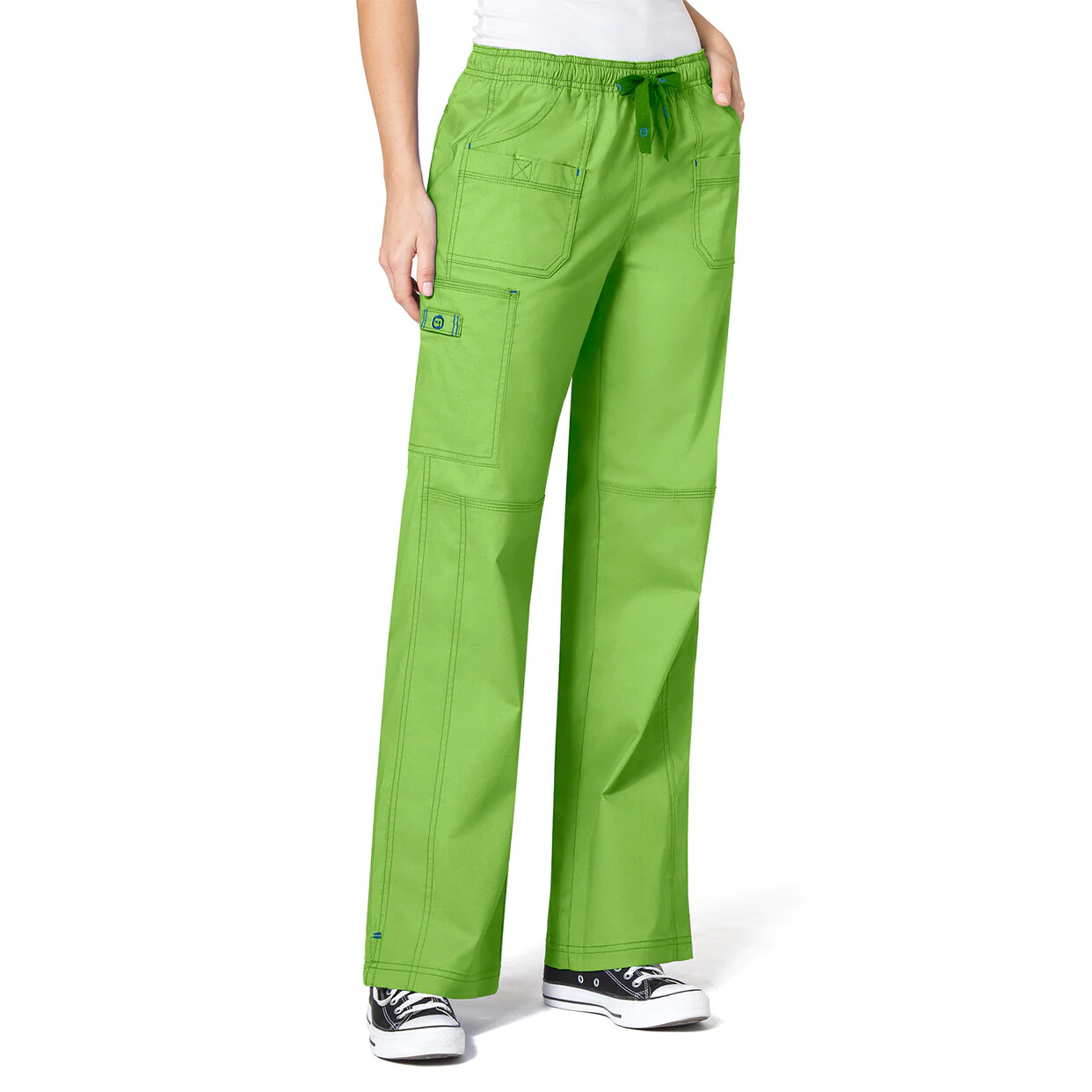 WonderFLEX Faith Multi-Pocket Cargo Scrub Pant 5108 Green Apple