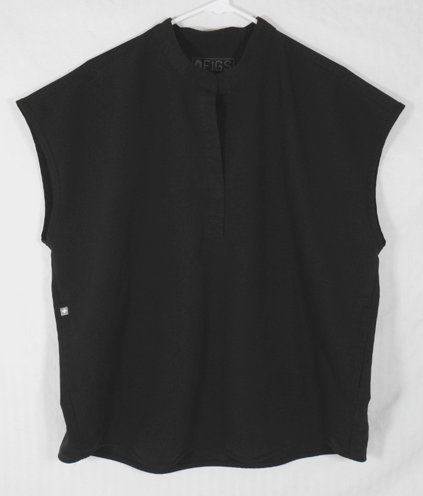 Women’s FIGS Black Medical Sleeveless Scrub Top Vest Large