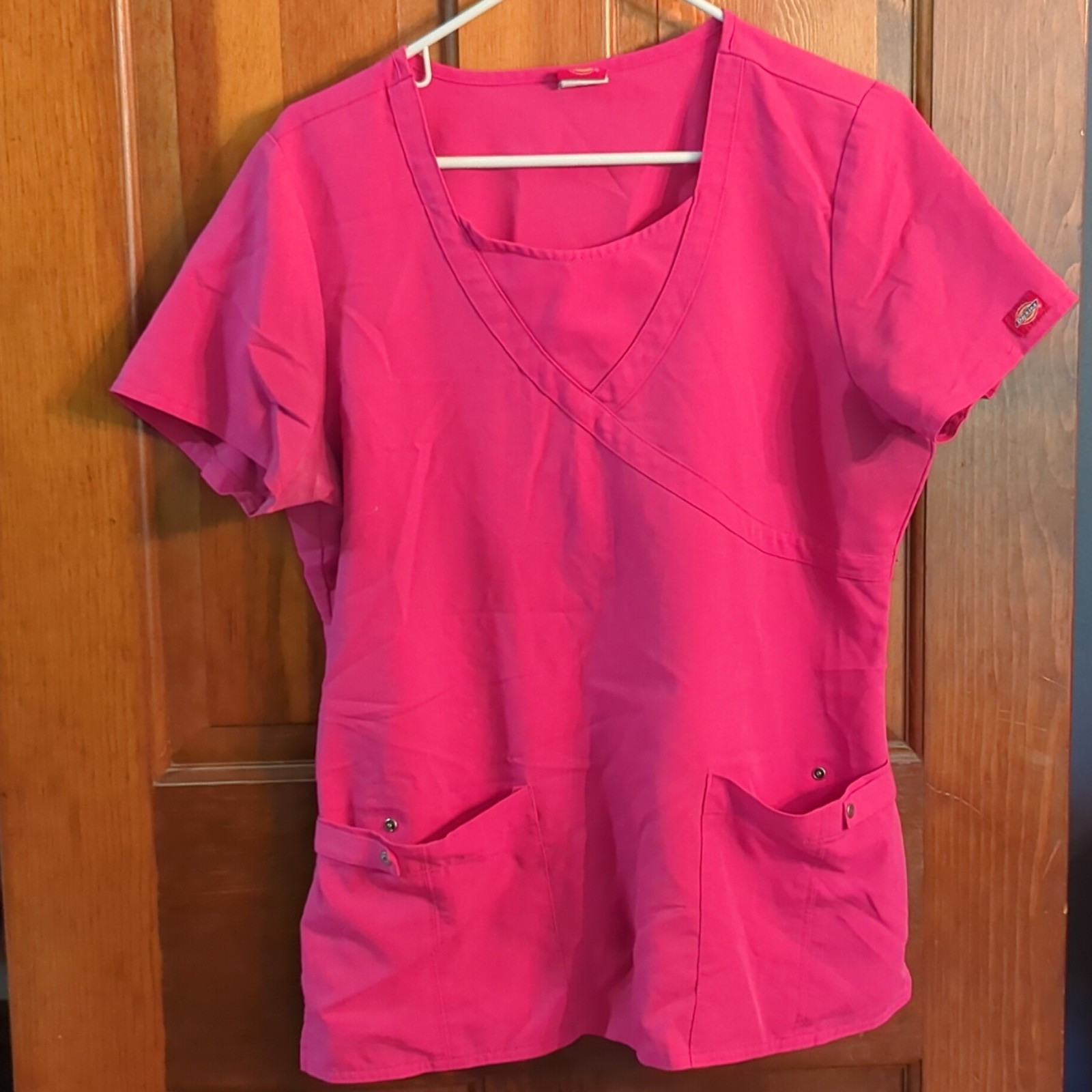 Dickies Women’s Petite Medical Scrub Set Solid Pink Twill Polyester