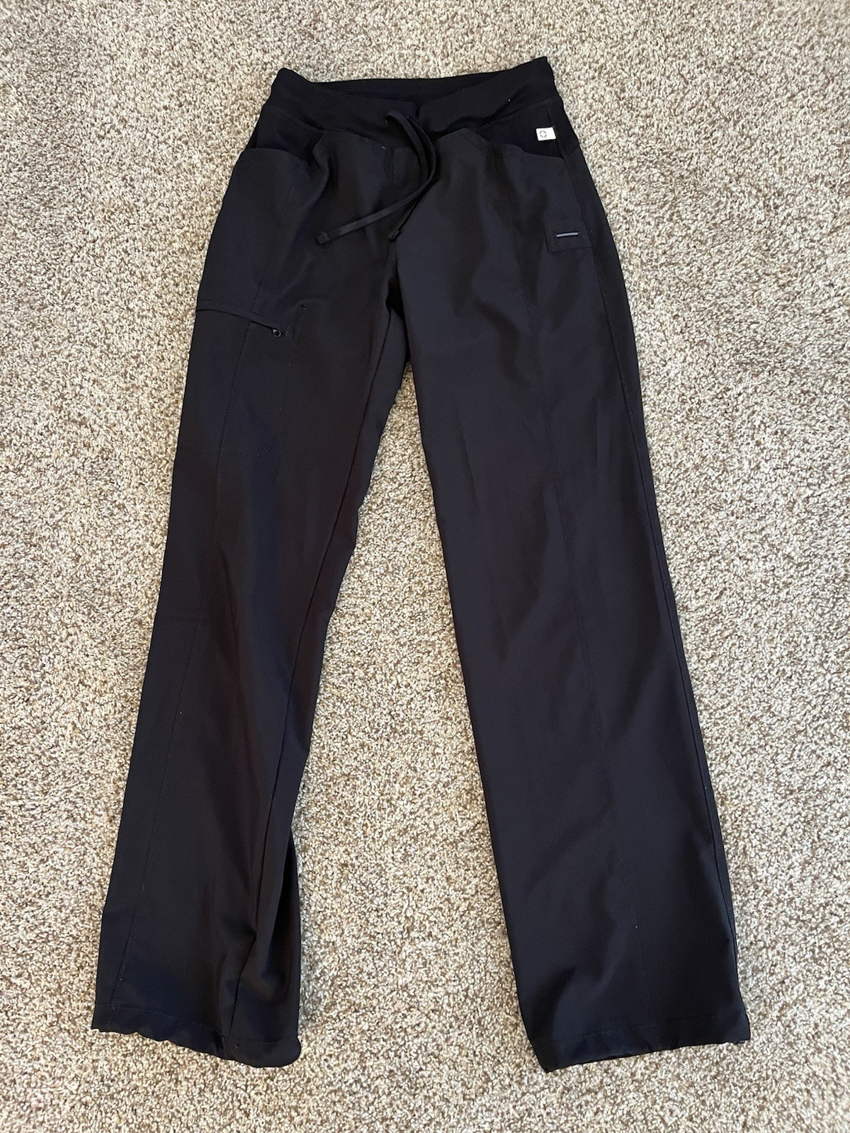 Black Drawstring Scrub Pants, Womens S TALL