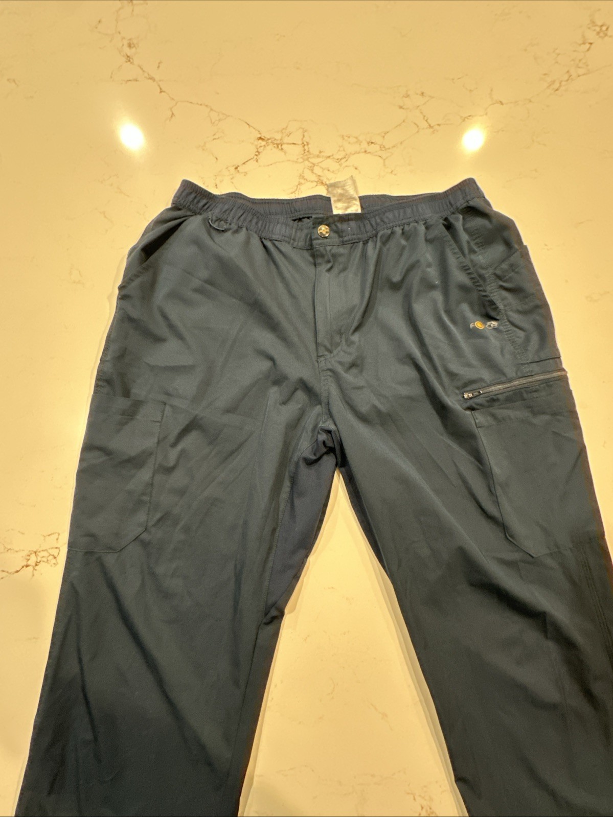 Carhartt Men’s Navy Blue Cargo Scrub Pants, Regular Fit, Size Tall L