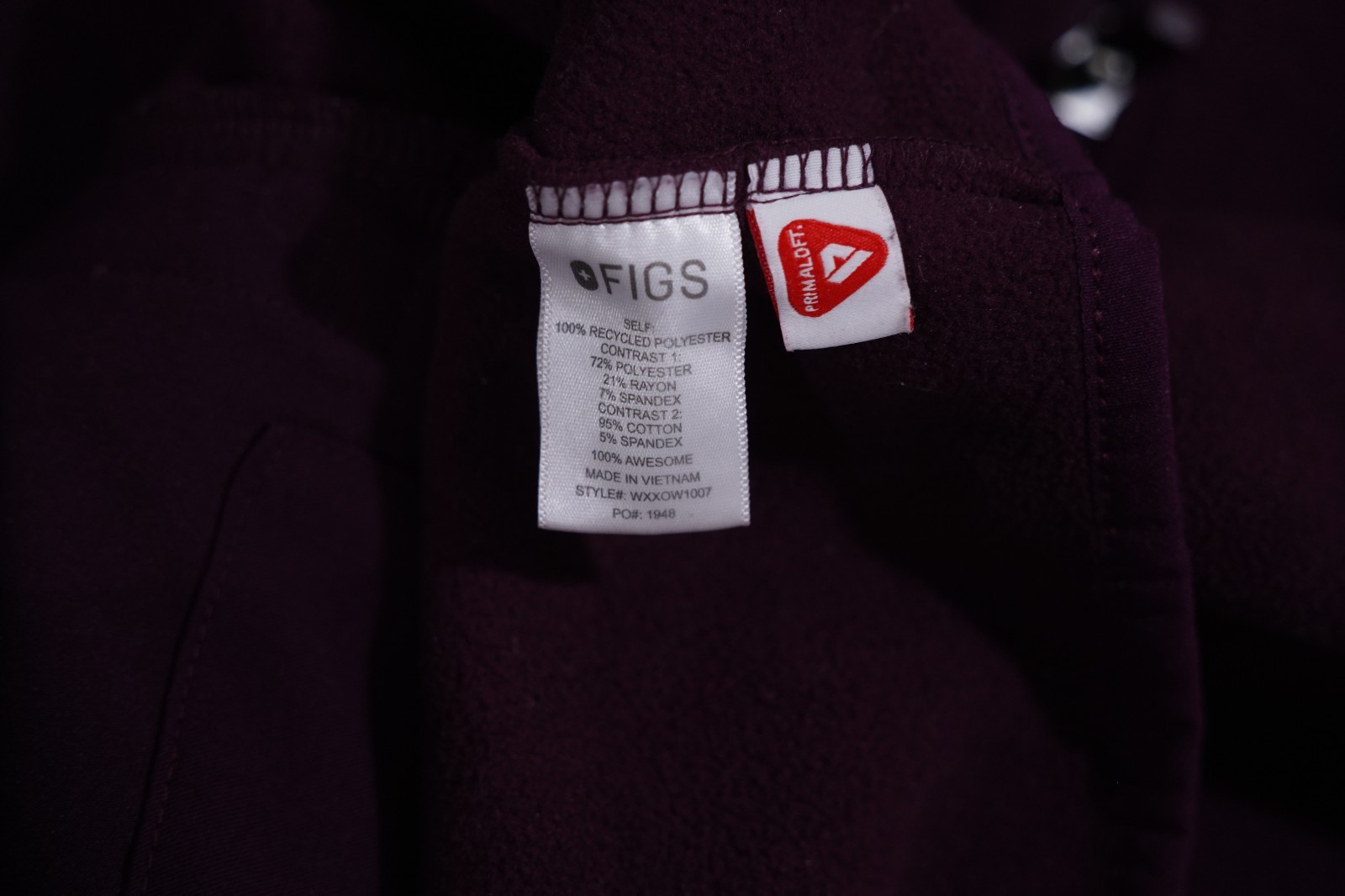 FIGS Size Medium Fleece Jacket Purple Full Zip Warm Medical Scrub Women